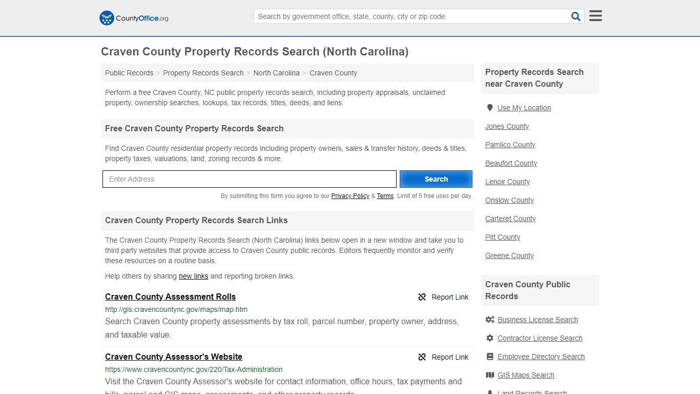 Property Records Search - Craven County, NC (Assessments ...